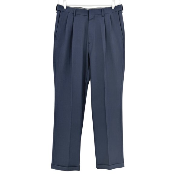 Haggar Men's Premium Comfort Classic Fit Pleated Front Navy Dress Pants 34x32 - Picture 1 of 11